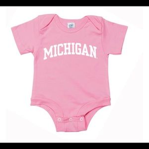NWOT University of Michigan pink baby onesie